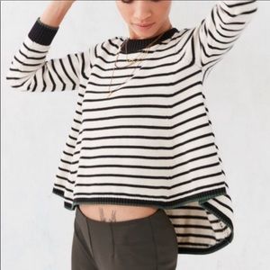 NWOT Urban Outfitters striped high/low sweater black and white